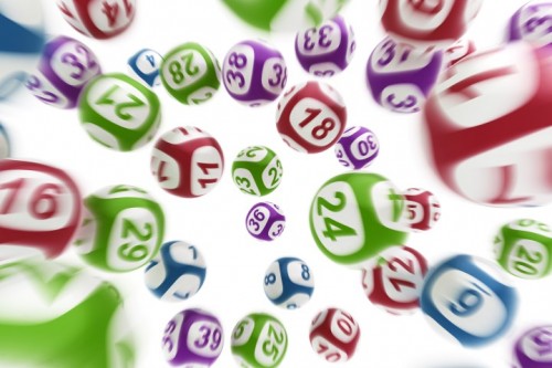 3d rendering of flying lottery balls
