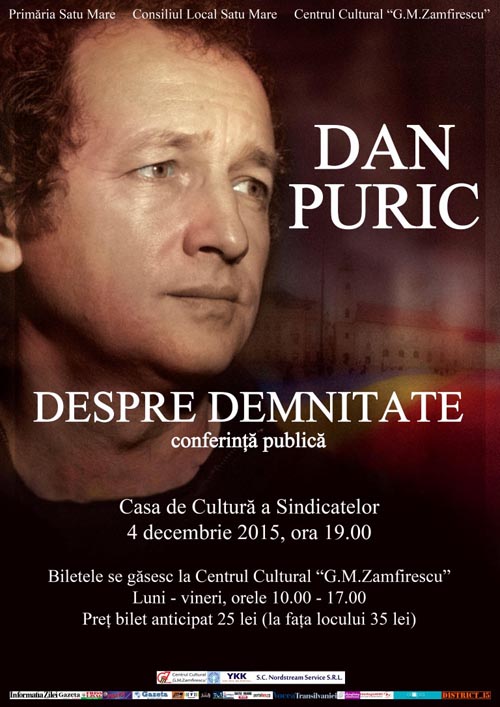Afis Conferinta Dan Puric 4 decembrie