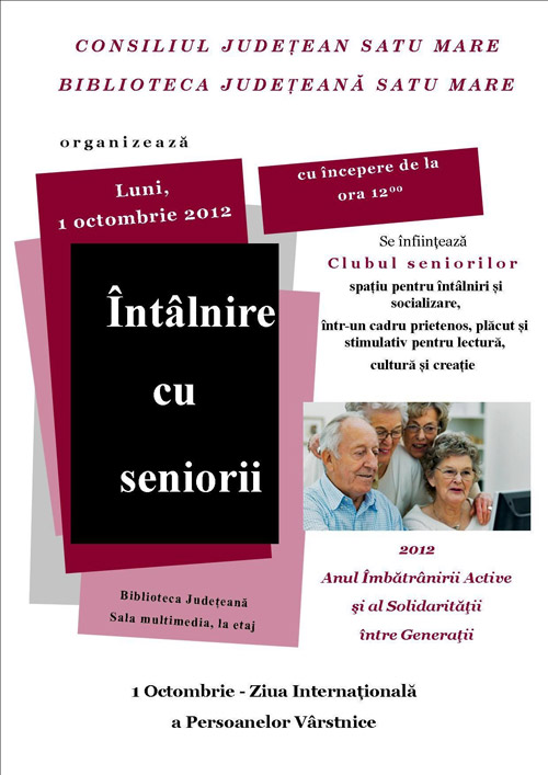 Biblioteca Județeană sărbătorește ”Ziua Internațională a Persoanelor Vârstnice”