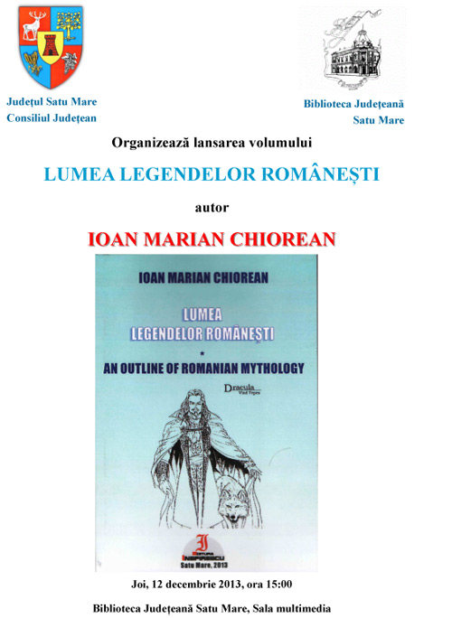 Volumul „Lumea legendelor româneşti” va fi lansat joi la Satu Mare
