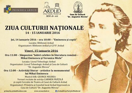 „Ziua Culturii Naţionale” va fi marcată și în orașul Ardud