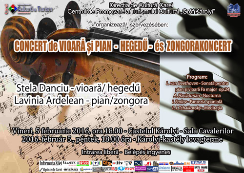 Concert de vioară și pian la Castelul din Carei