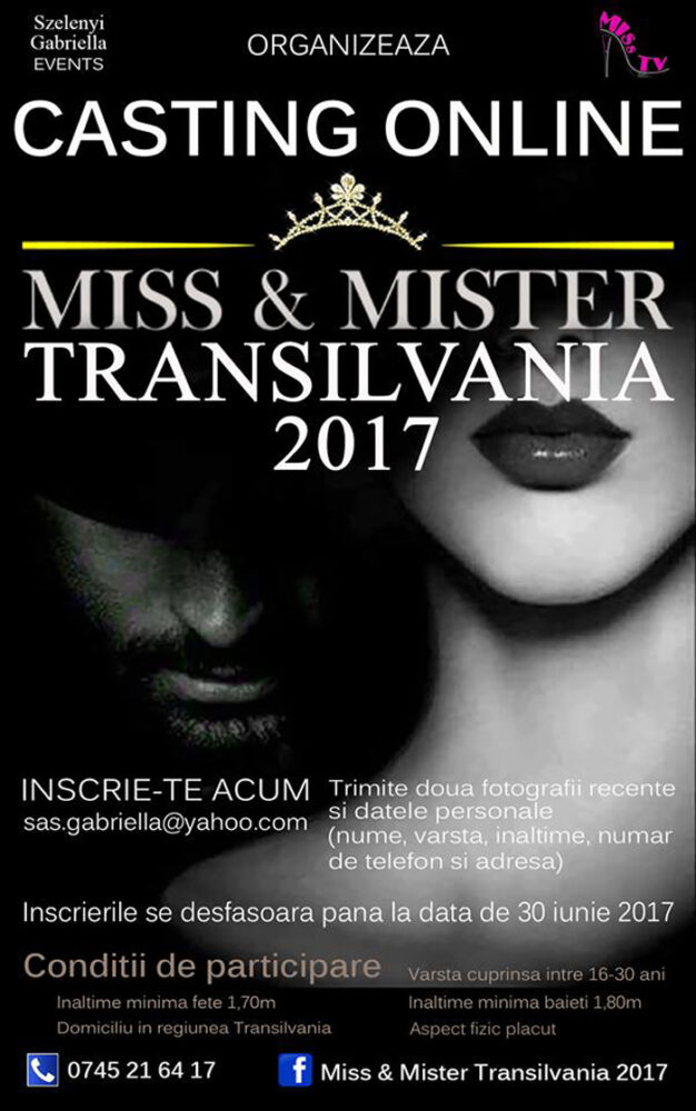 Casting pentru Miss&Mister Transilvania 2017. Vezi detalii