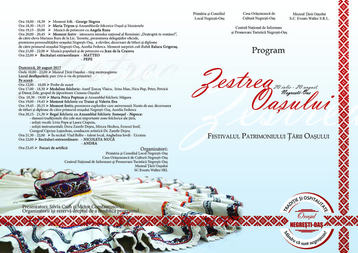 Festivalul Zestrea Oașului aduce la sfârșitul săptămânii la Negrești-Oaș  artiști de renume