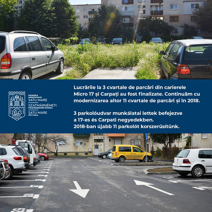 Trei cvartale de parcări, modernizate în municipiu (Foto)