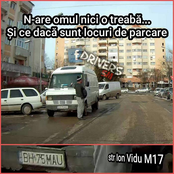 N-are nici o treabă. Și-a lăsat mașina în drum (Foto)