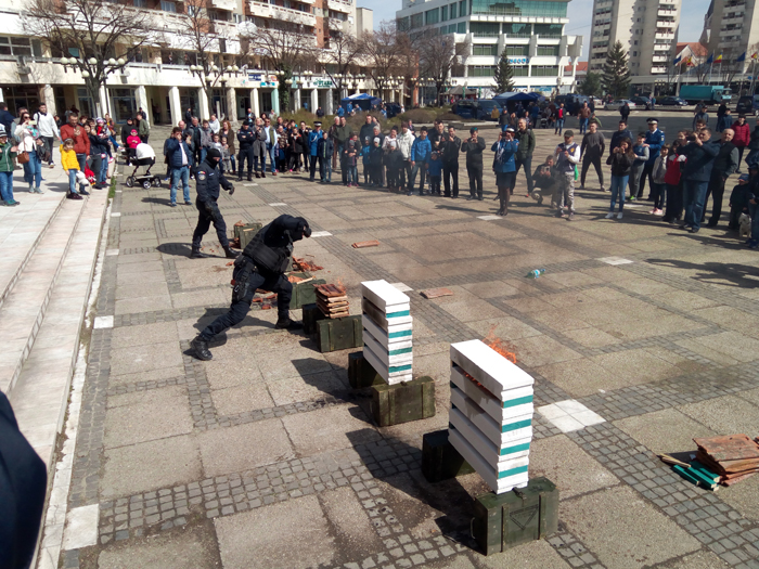 Exerciții demonstrative în Centrul Nou. Jandarmii i-au uimit pe sătmăreni (Fotogalerie)