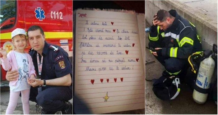 Fetița unui pompier a cucerit internetul: „Te iubesc, tati ! Ești eroul meu”