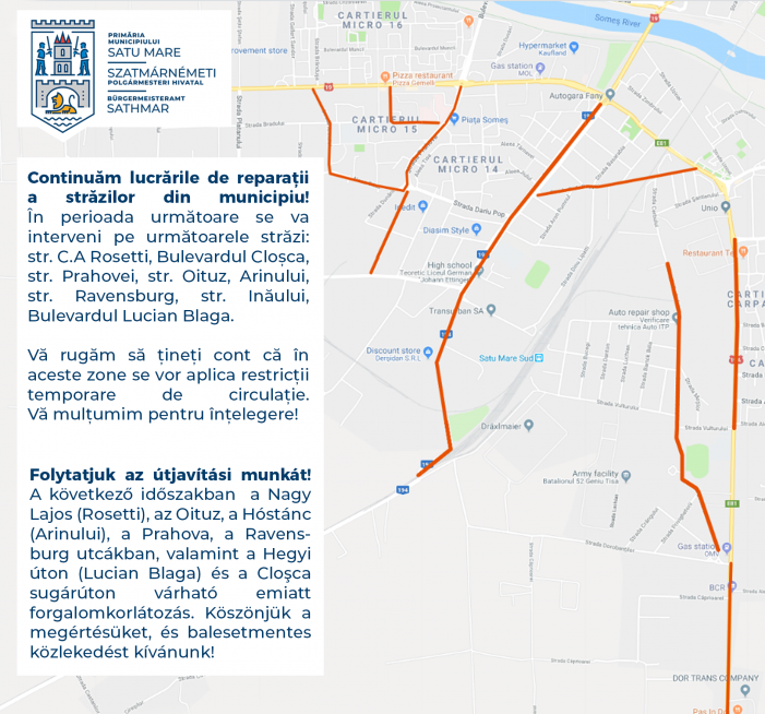 Se plombează în forță. Pe ce străzi se va interveni în zilele următoare