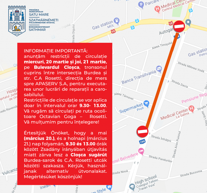 Restricții de circulație. Ce tronsoane vor fi închise