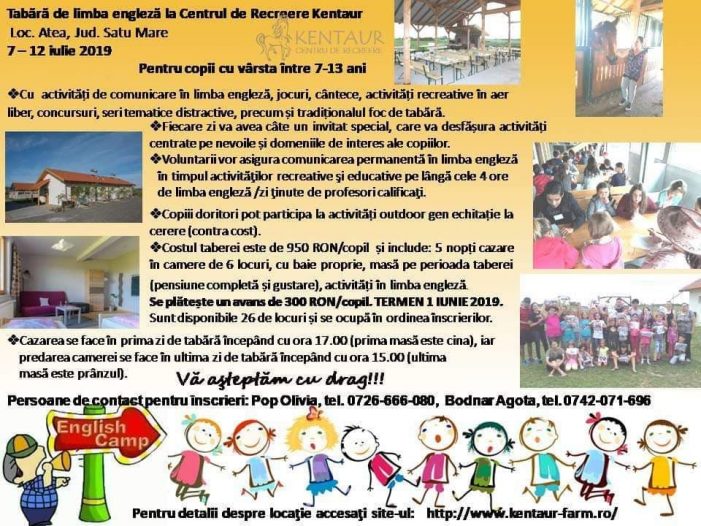 Tabără de limba engleză pentru copii sătmăreni. Cum se fac înscrierile