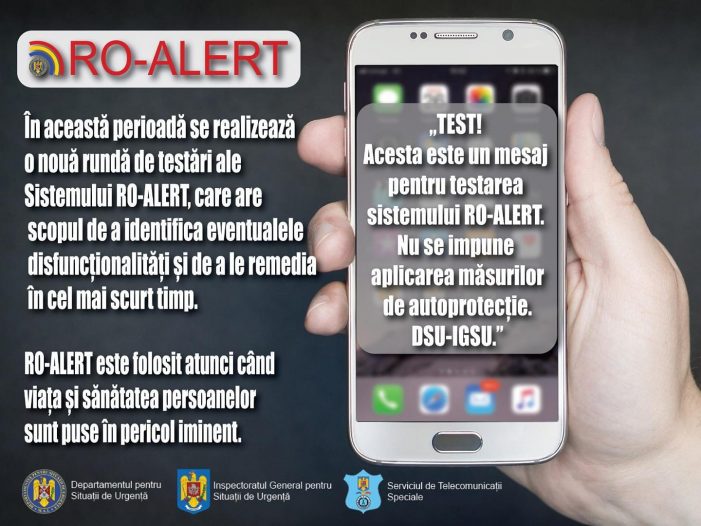 Sistemul RO-ALERT își mai face de cap și scrie cum vrea el. Testările se vor intensifica în zilele următoare