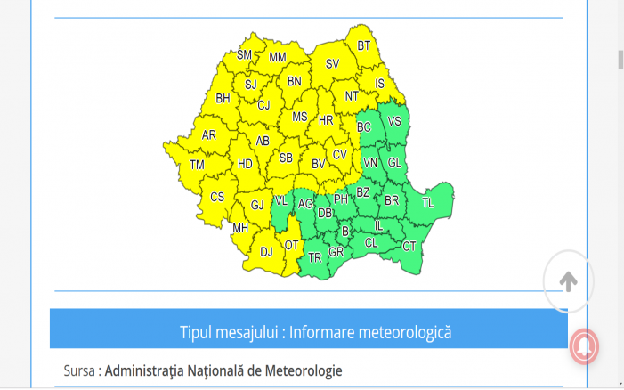 COD GALBEN de averse și vijelii pentru județul Satu Mare