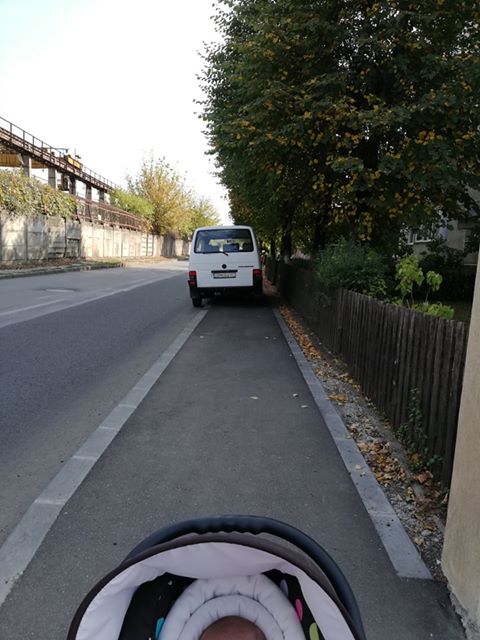 “Parchez ca un bou” în variantă măgărească. Mămică blocată cu bebelușul pe trotuar (foto)