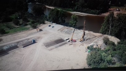 Santierul noului pod peste Somes, filmat cu drona (Video)