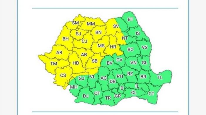 Cod galben de furtuni în Satu Mare, pana marți noaptea