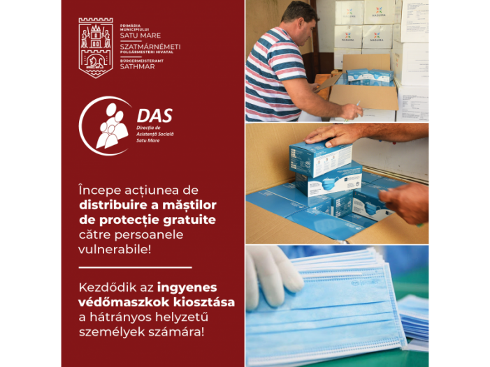 Începe distribuirea mastilor gratuite în municipiul Satu Mare