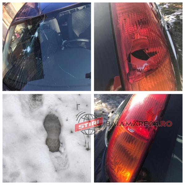 Mașina distrusa cu ciocanul. Polițiștii au deschis o ancheta (Foto)