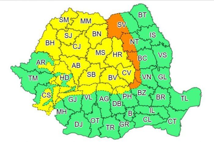 Azi e Cod galben de vânt în judet