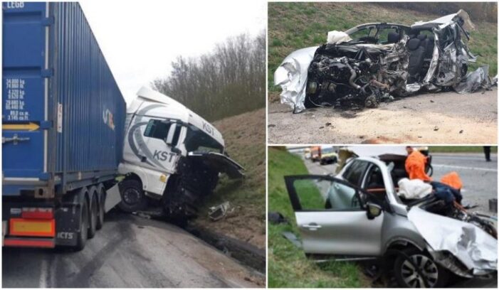 TIR românesc, implicat într-un accident înfiorător în Franta. O șoferiță a murit pe loc (Foto)
