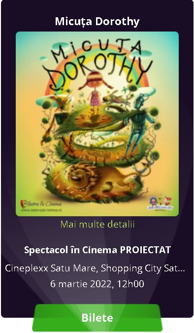 Spectacol de teatru la cinema în weekendul 5-6 martie, în Satu Mare