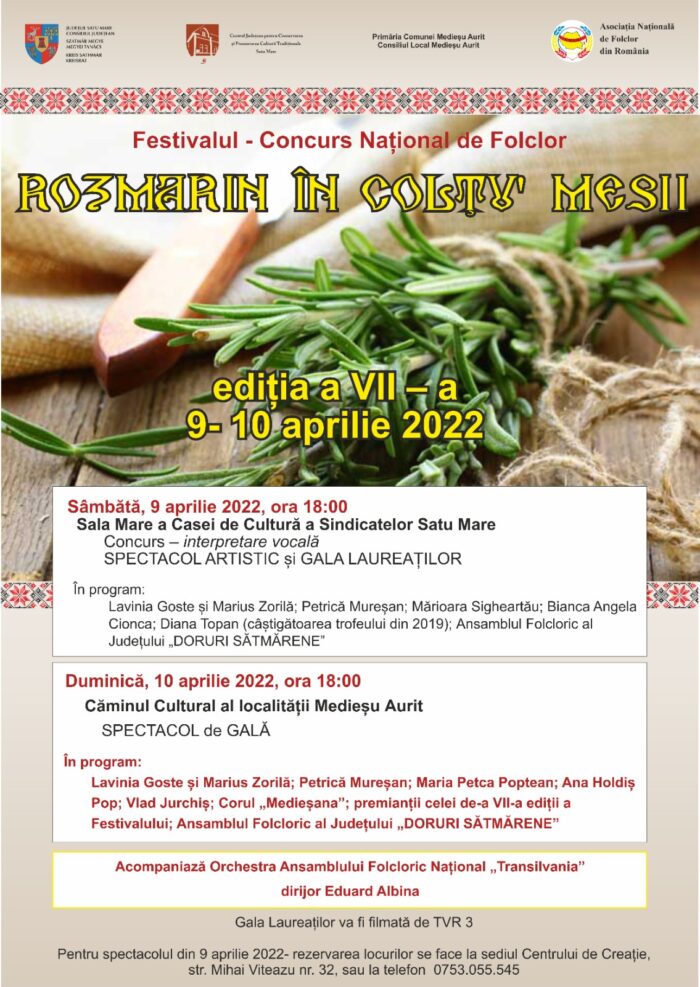 Festivalul Concurs Național de Folclor „Rozmarin în colţu’ mesii”, la cea de-a VII – a ediție