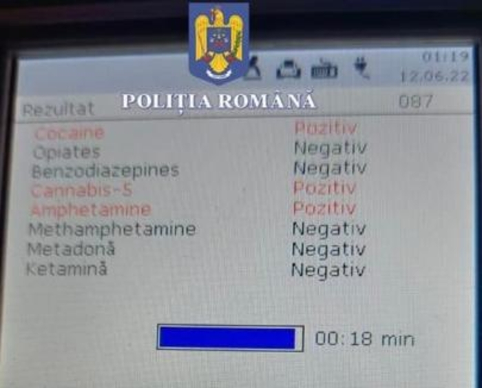 Sofer testat pozitiv pentru cocaină, canabis și amfetamină