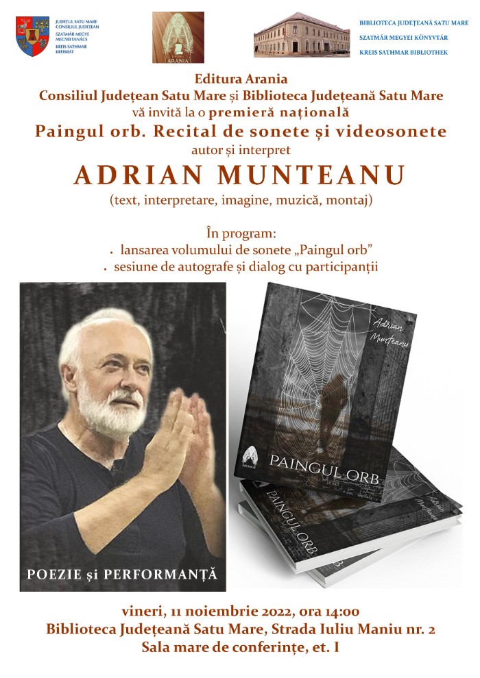 Recital de sonete și lansare de carte la Biblioteca Județeană Satu Mare