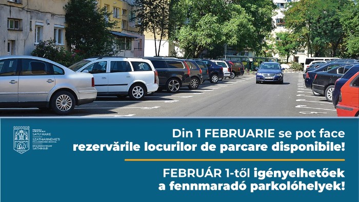 Satu Mare: Din 1 februarie se pot face rezervările locurilor de parcare disponibile