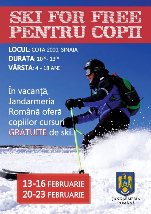 Jandarmeria Română lansează campania “Ski for free pentru copii” Jandarmeria Română lansează campania “Ski for free pentru copii”
