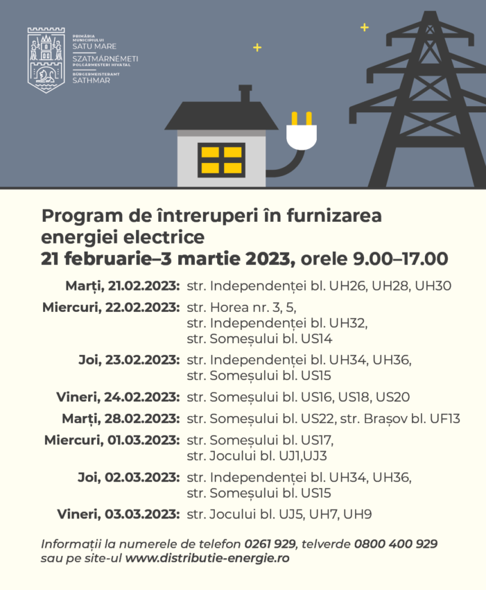Străzi lăsate fără curent în municipiul Satu Mare