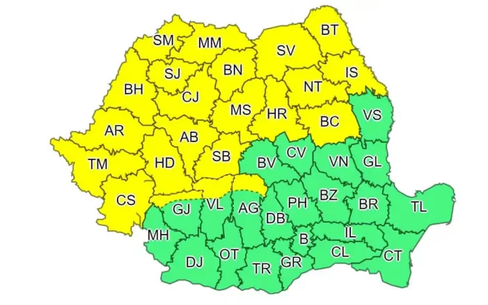 Cod galben de ninsori în jumătate de ţară