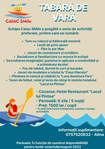 Tabără de o săptămână, organizată de CaiacSmile Tabără de o săptămână, organizată de CaiacSmile