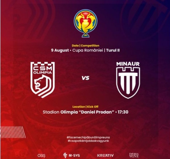 CSM Olimpia Satu Mare a aflat adversarul din Turul 2 al Cupei României Betano