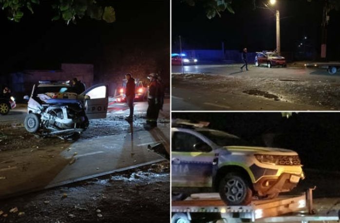 Accident între două maşini de Poliţie ! Patru poliţişti la spital ! (Foto)