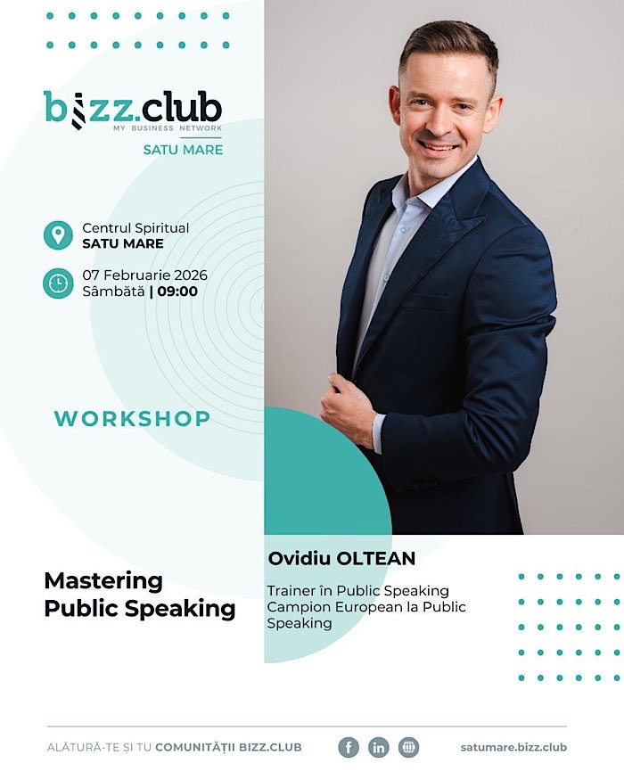 Workshop intensiv de public speaking la Satu Mare, organizat de BIZZ.CLUB
