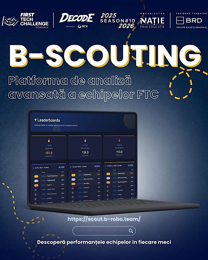 B-Robo lansează o platformă de scouting pentru competițiile FTC