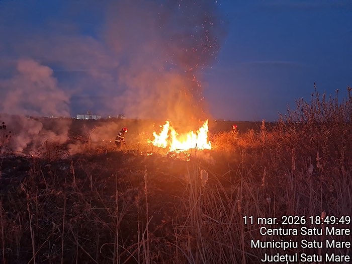 Mai multe incendii de vegetație uscată în județul Satu Mare în această săptămână