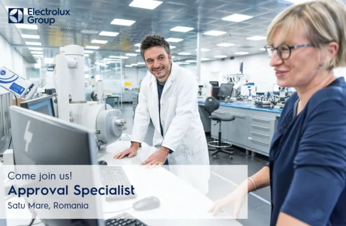 Electrolux Satu Mare angajează Approval Specialist în departamentul Research & Development