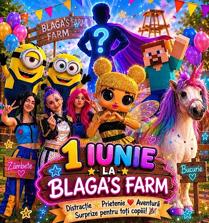 Ziua Copilului, sărbătorită cu mascote, muzică și distracție la Blaga’s Farm Odoreu