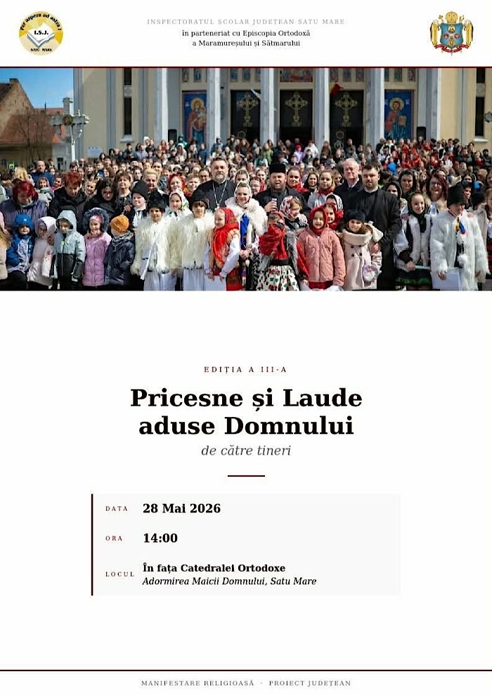 „Pricesne și laude aduse Domnului de către tineri” – peste 2.000 de elevi vor participa la marea manifestare religioasă din Satu Mare