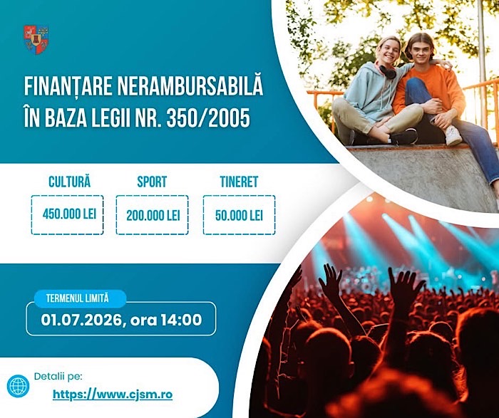 Consiliul Județean Satu Mare finanțează proiecte culturale, sportive și de tineret cu 700.000 de lei în 2026