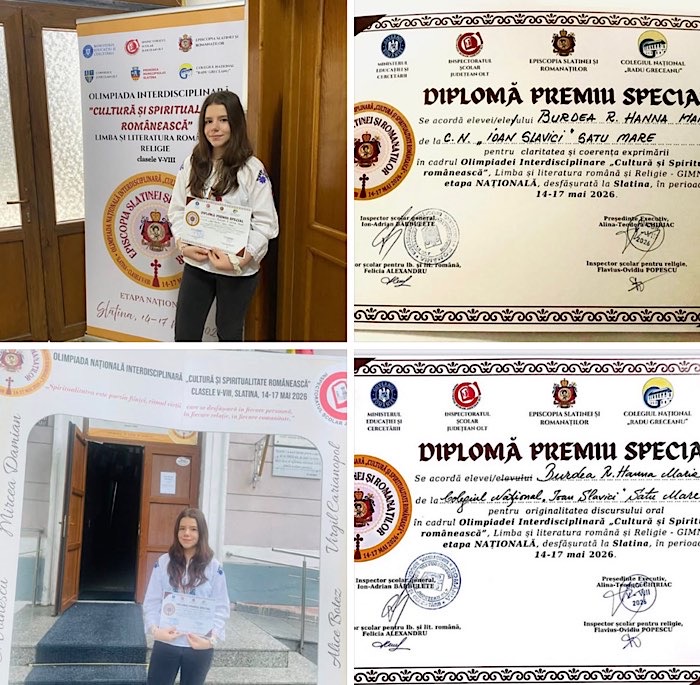 Premiu național pentru o elevă de la Colegiul Național „Ioan Slavici” din Satu Mare