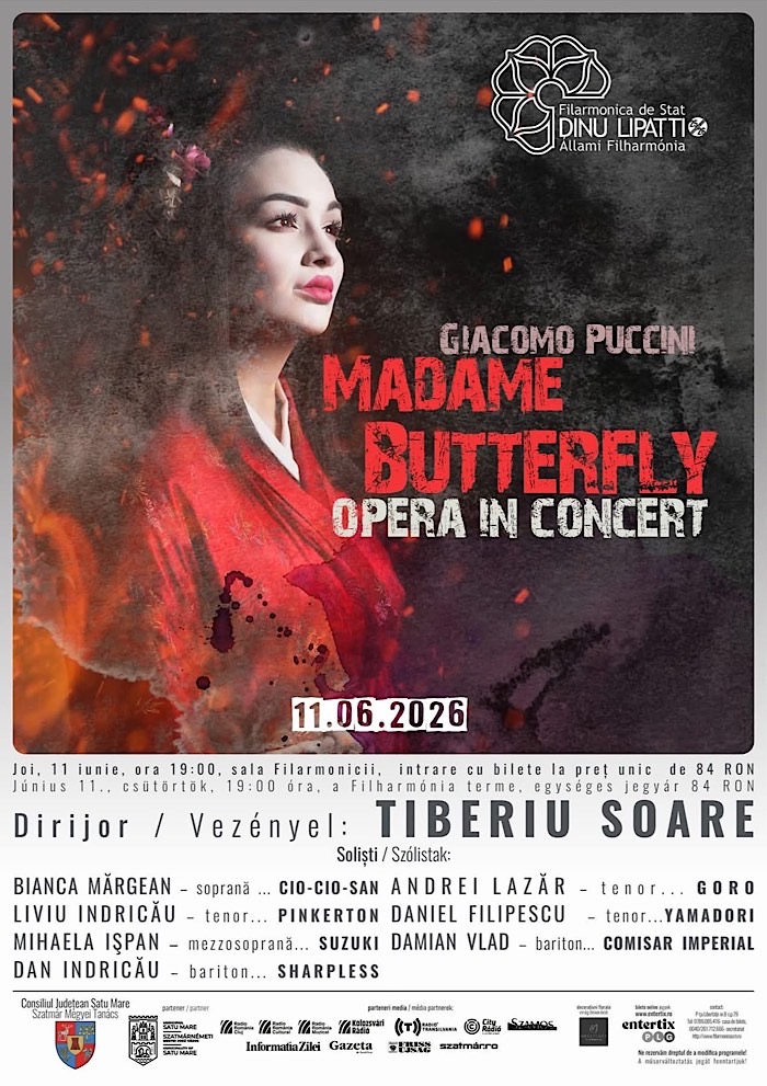 „Madame Butterfly” revine în lumina reflectoarelor la Satu Mare: operă în concert la Filarmonică