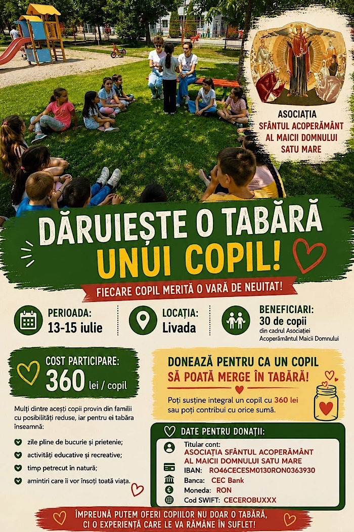 30 de copii din medii vulnerabile pot ajunge în tabără cu sprijinul comunității
