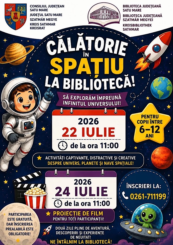 Călătorie în spațiu la bibliotecă pentru copiii din Satu Mare