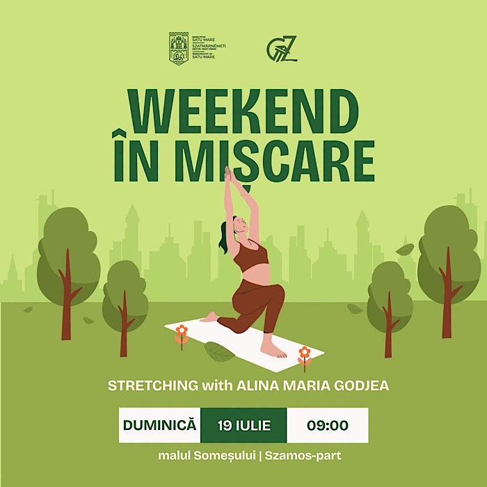 Weekend în mișcare pe malul Someșului. Sătmărenii sunt invitați la sesiuni gratuite de pilates și stretching
