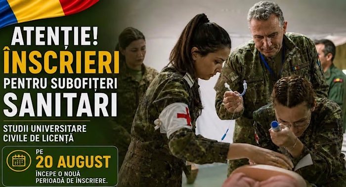 77 de locuri pentru viitori asistenți medicali militari. Înscrierile au început