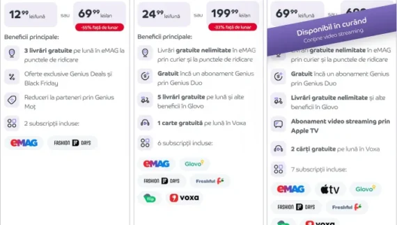 eMAG schimbă Genius din 1 octombrie: trei abonamente între 70 și 700 de lei