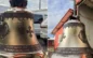Trei clopote noi, pregătite pentru livrare la parohia ortodoxă din Mărtinești